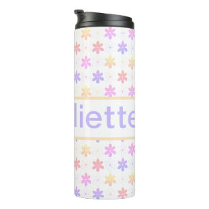 Lila PINK-Gelb, HÜBSCHE TINIERLICHE BLUME Thermosbecher