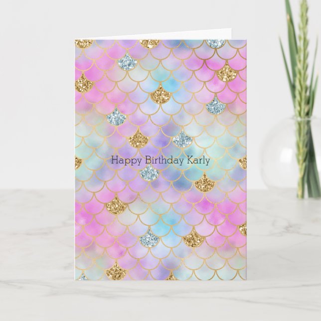 Lila Pink Gold Aqua Glitzer Mermaid Sparkone     Karte (Vorderseite)