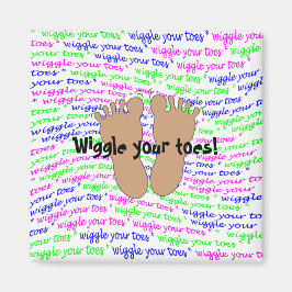 Lila Pink Green Script Wiggle Your Zehen on White Magnet