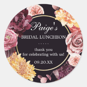 Lila Pink Herbst Floral Bridal Luncheon Runder Aufkleber