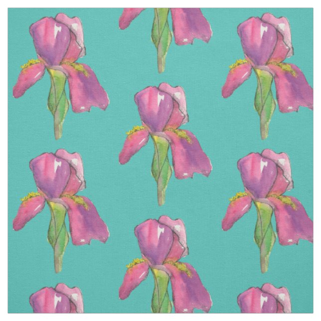 Lila Pink Iris Türkis Stoff (Muster)