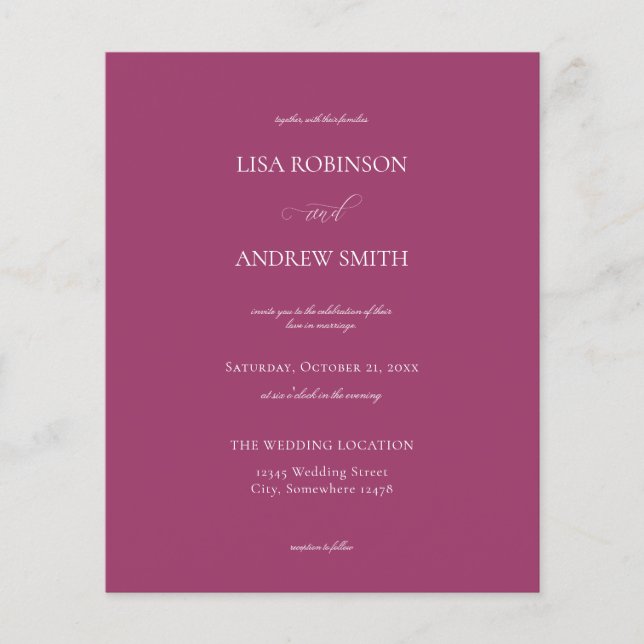 Lila Pink-Kalligrafie-Hochzeitssender Flyer (Vorne)