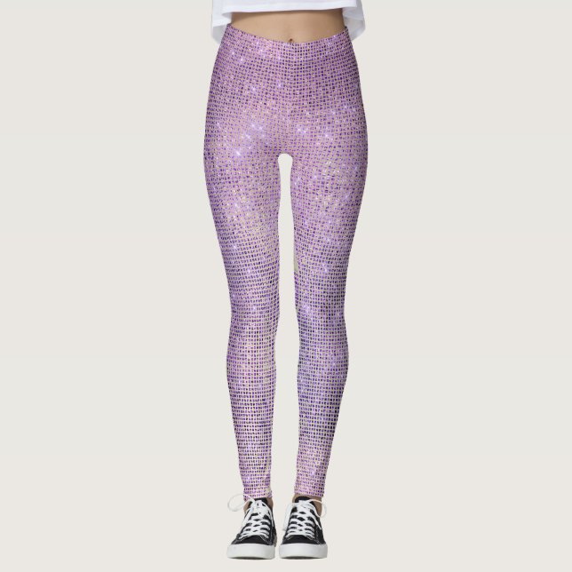 Lila Pink Lilac Grill Funkelnd Sequel Diamond Leggings (Vorderseite)