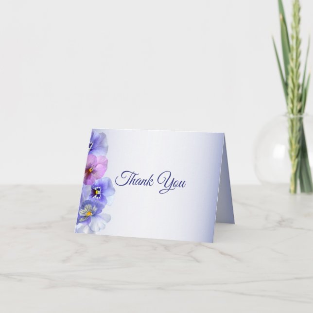 Lila Pink Lilac Pansy Floral Elegante Hochzeit Dankeskarte (Vorderseite)