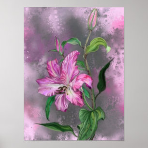 Lila Pink Lily Blume Poster Painting