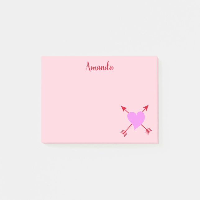 Lila Pink mit roten Pfeilen Post-it Klebezettel (Vorderseite)