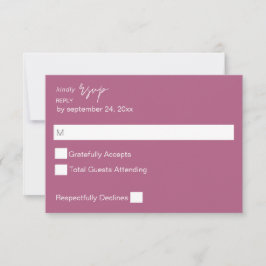 Lila Pink MOD Calligraphy on Meal UAWG RSVP Karte