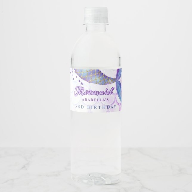Lila Pink Modern Glitzern Mermaid Birthday (Vorderseite)