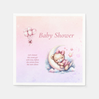 Lila Pink Moon Dreamy Baby Bear Baby Dusche Serviette