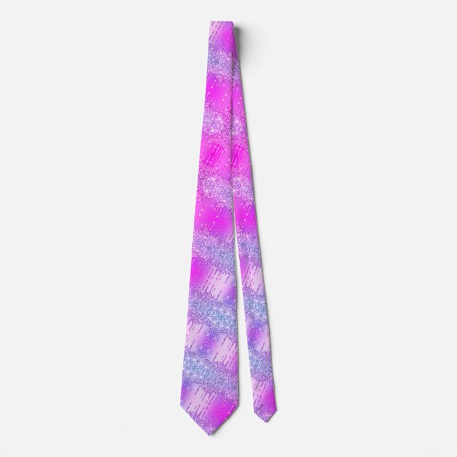 Lila Pink Neon Chiny Glitzer Sparkle Tropfens Part Krawatte (Vorderseite)
