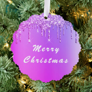 Lila Pink Neon Glitzer Weihnachtsausstellung Karte