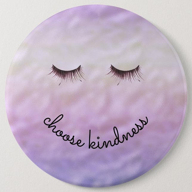 Lila Pink Ombre Black Eyelashes Kindheit Button (Vorderseite)