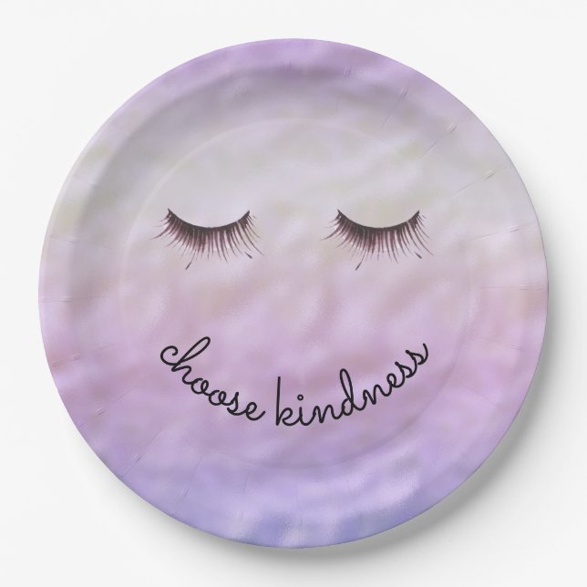 Lila Pink Ombre Black Eyelashes Kindheit Pappteller (Vorderseite)