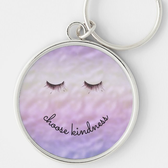 Lila Pink Ombre Black Eyelashes Kindheit Schlüsselanhänger (Vorne)