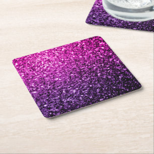 Lila Pink Ombre Glitzer Glitzern Rechteckiger Pappuntersetzer
