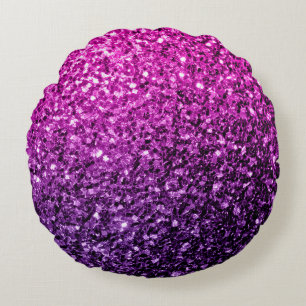 Lila Pink Ombre Glitzer Glitzern Rundes Kissen
