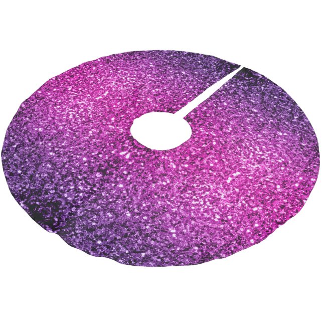 Lila Pink Ombre Imitate Glitzer Glitzern Polyester Weihnachtsbaumdecke (Schrägansicht)