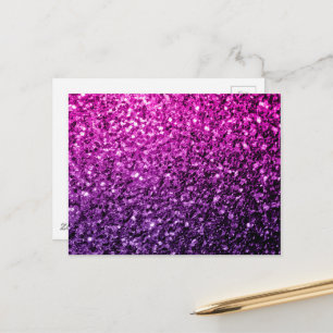 Lila Pink Ombre Imitate Glitzer Glitzern Postkarte