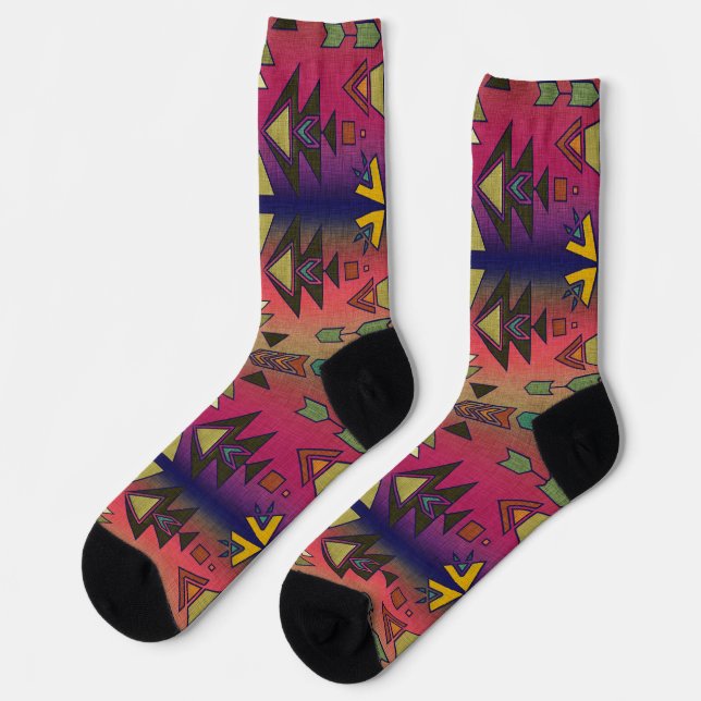 Lila Pink Ombre Southwestern Beauty Socken (Linkes Detail)