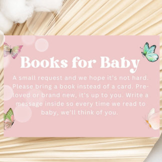 Lila Pink Pastel Butterfly Buch für Baby Ticket Begleitkarte