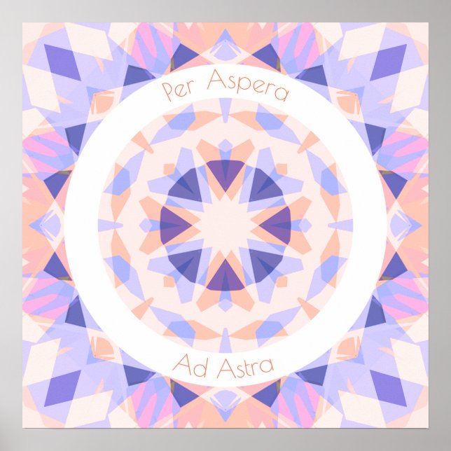 Lila Pink Per Aspera Ad Astra Sterne Motivierend Poster (Vorne)