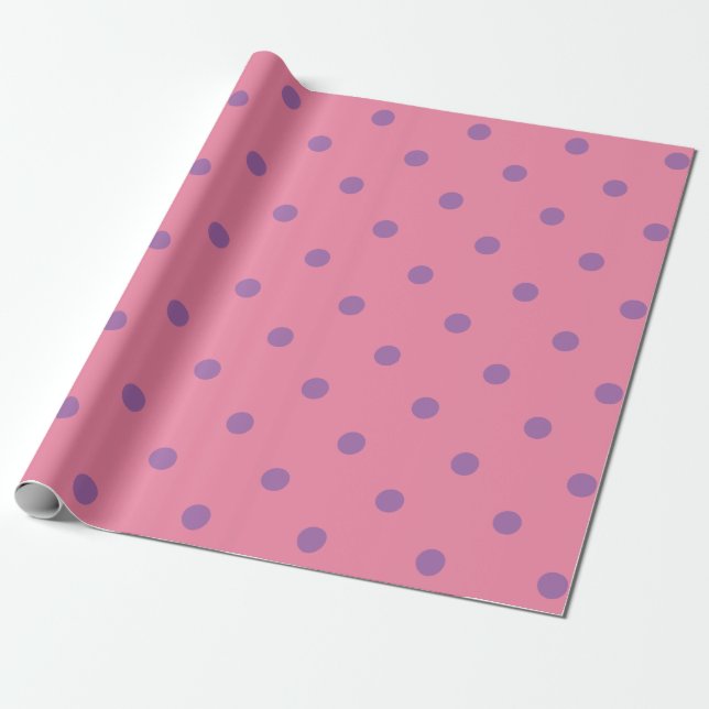 lila Pink-Polka-Punkte Geschenkpapier (Ungerollt)