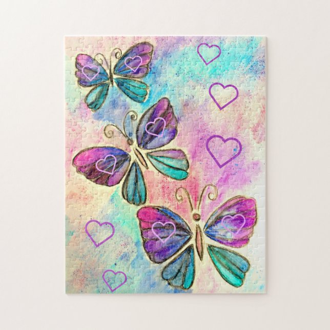 Lila Pink-Schmetterlinge-Puzzle (Vertikal)