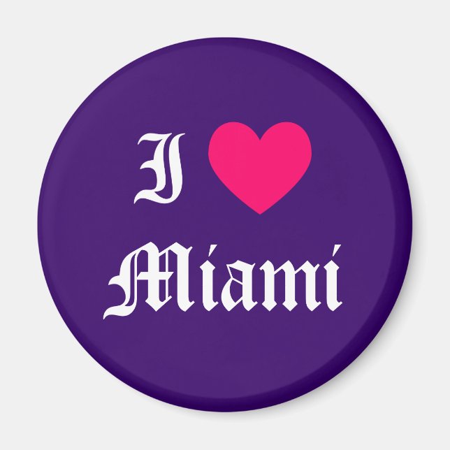 Lila Pink und White I Liebe Miami Magnet (Vorne)