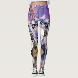Lila Pink Weiße Stiefmütterchen in der Nähe von Wa Leggings