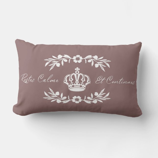 Lila pink white French Script Behalten Calm Carry  Lendenkissen (Vorderseite)