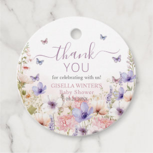 Lila Pink Wildblume Schmetterlinge Baby in Bloom Geschenkanhänger