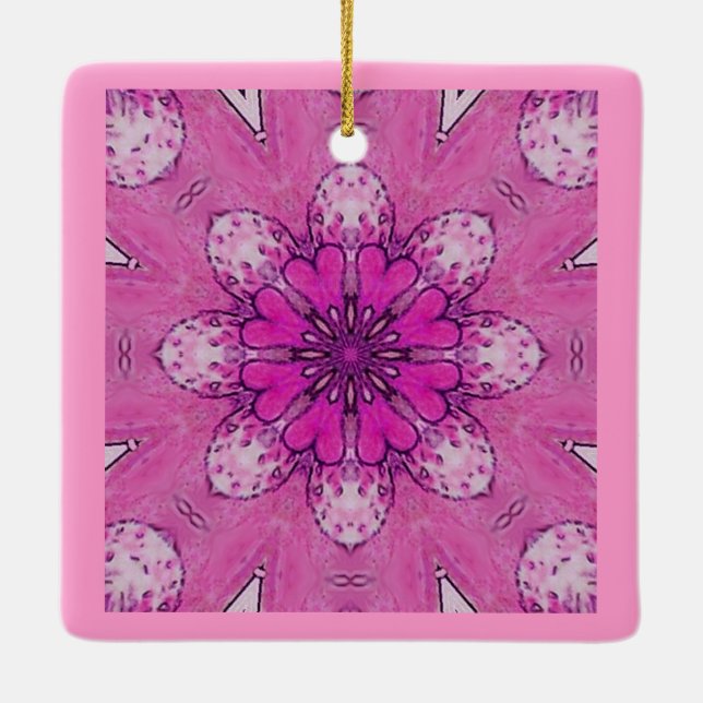LILA PINKFLORALE MIT HERZEN BLUME PETTEN KERAMIKORNAMENT (Rückseite)
