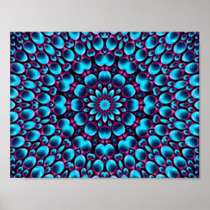 Lila Pipes Vintages blaues Fraktal Kaleidoskop Poster