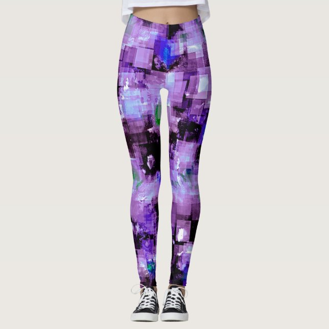 Lila pixelförmige Leggings (Vorderseite)