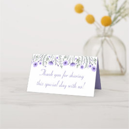 Lila Platzkarte Blume Hochzeit Vielen Dank