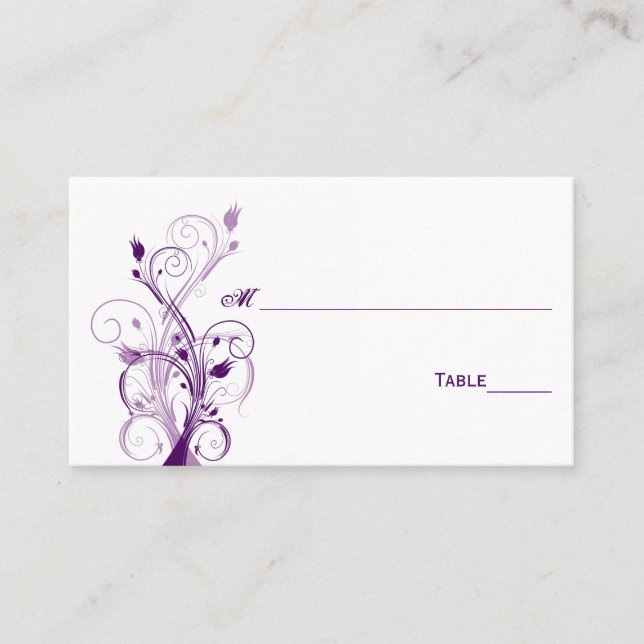 Lila Platzkarten, Lilac und Weiße Flora Platzkarte (Vorderseite)