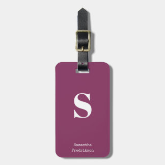 Lila Plum Berry Monogram Name Stilvolle Schreibmas Gepäckanhänger