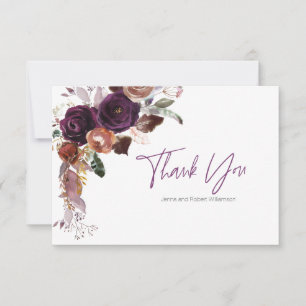 Lila Plum Floral Personalisiert Dankeschön Hinweis Dankeskarte