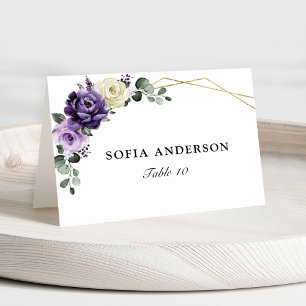 Lila Plum Ivory Gold Gast Name Platzkarte Tischnummer