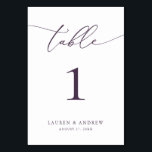 Lila Plum Minimalistisch Hochzeit | Benutzerdefini Tischnummer<br><div class="desc">(**BITTE BEACHTEN SIE: Um zu bestellen,  passen Sie einfach Ihre Tischnummer (und Name/Datum) an und fügen Sie jede Nummer einzeln in Ihren Warenkorb ein. Dann Karo raus,  sobald du fertig bist.) Schön,  elegant,  modern und minimalistisch,  Tischnummer-Karte. Vollständig anpassbar mit Ihren Namen (oder Ereignisname) und Datum.</div>