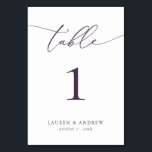 Lila Plum Minimalistisch Hochzeit | Benutzerdefini Tischnummer<br><div class="desc">(**BITTE BEACHTEN SIE: Um zu bestellen,  passen Sie einfach Ihre Tischnummer (und Name/Datum) an und fügen Sie jede Nummer einzeln in Ihren Warenkorb ein. Dann Karo raus,  sobald du fertig bist.) Schön,  elegant,  modern und minimalistisch,  Tischnummer-Karte. Vollständig anpassbar mit Ihren Namen (oder Ereignisname) und Datum.</div>