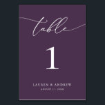 Lila Plum Minimalistisch Hochzeit | Event Custom Tischnummer<br><div class="desc">(**BITTE BEACHTEN SIE: Um zu bestellen, passen Sie einfach Ihre Tischnummer (und Name/Datum) an und fügen Sie jede Nummer einzeln in Ihren Warenkorb ein. Dann Karo raus, sobald du fertig bist.) Schön, elegant, modern und minimalistisch, Tischnummer-Karte. Vollständig anpassbar mit Ihren Namen (oder Ereignisname) und Datum.</div>
