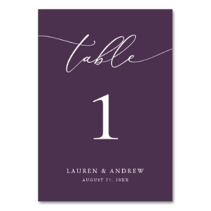 Lila Plum Minimalistisch Hochzeit Event Custom Tischnummer