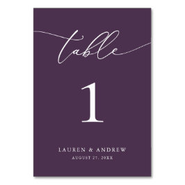 Lila Plum Minimalistisch Hochzeit | Event Custom Tischnummer