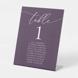 Lila Plum Minimalistisch Wedding Tischnummer Pedes Sockelschild