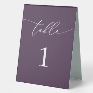 Lila Plum Minimalistisch Wedding Tischnummer Tischaufsteller