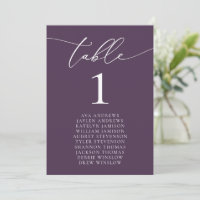 Lila Plum Minimalistische Hochzeitssitzkarte