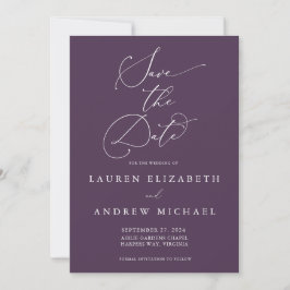 Lila Plum Modern Minimalistisch Save the Date Invi Einladung