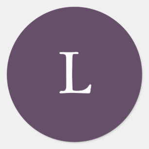 Lila Plum Moderne Hochzeit Erste Umschlag Aufklebe Runder Aufkleber