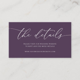 Lila Plum Modernes Minimalistisches Hochzeitsszena Begleitkarte